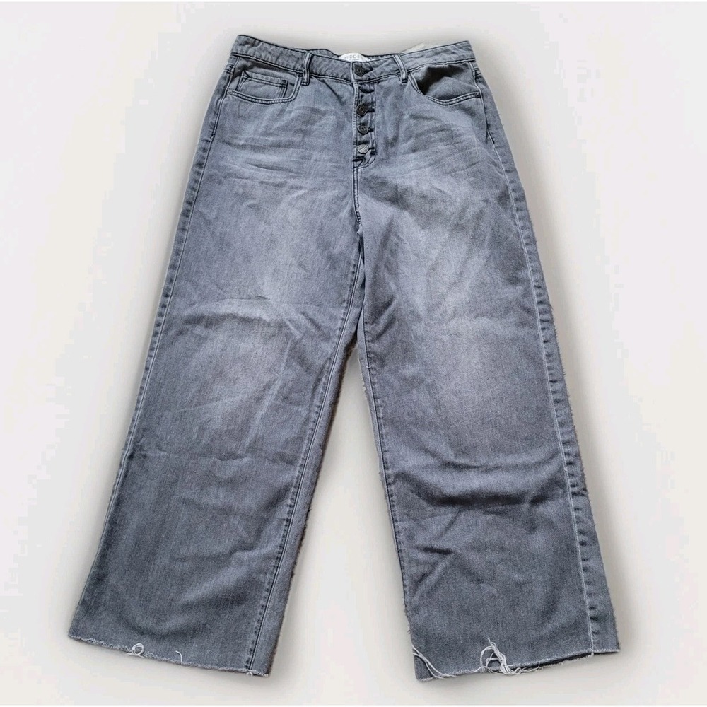 Hidden Jeans Los Angeles Grey Wide Leg Raw Hem Button Fly Jeans - Size 30